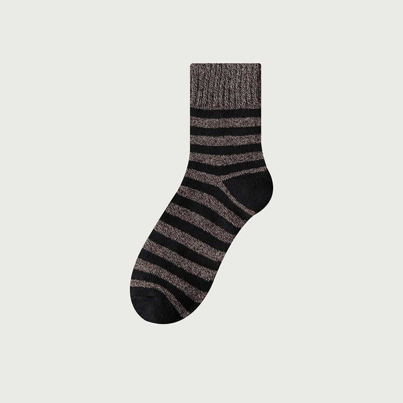 Plusock Plus Size Classic Stripes Quarter Socks(4 Pairs) - Coffee - EU39-44(US6-10) - image 11