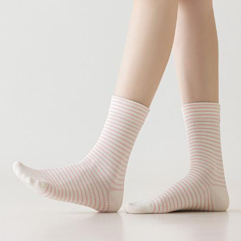 Plusock Pinstripe Cotton Quarter Socks(6 Pairs) - image 1