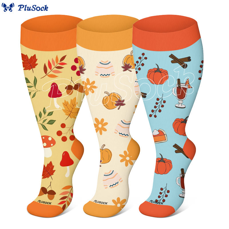 Plusock Plus Size Autumn Atmosphere  Compression Socks(3 Pairs) - image 0