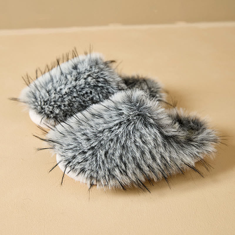 Plusock Plus Size Fluffy Fur Slippers - Black - EU42-43(US8.5-9) - image 12