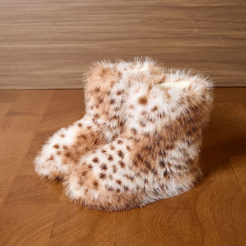 Plusock Plus Size Fur Leopard Print Slippers - Coffee - EU42-43(US8.5-9) - image 5