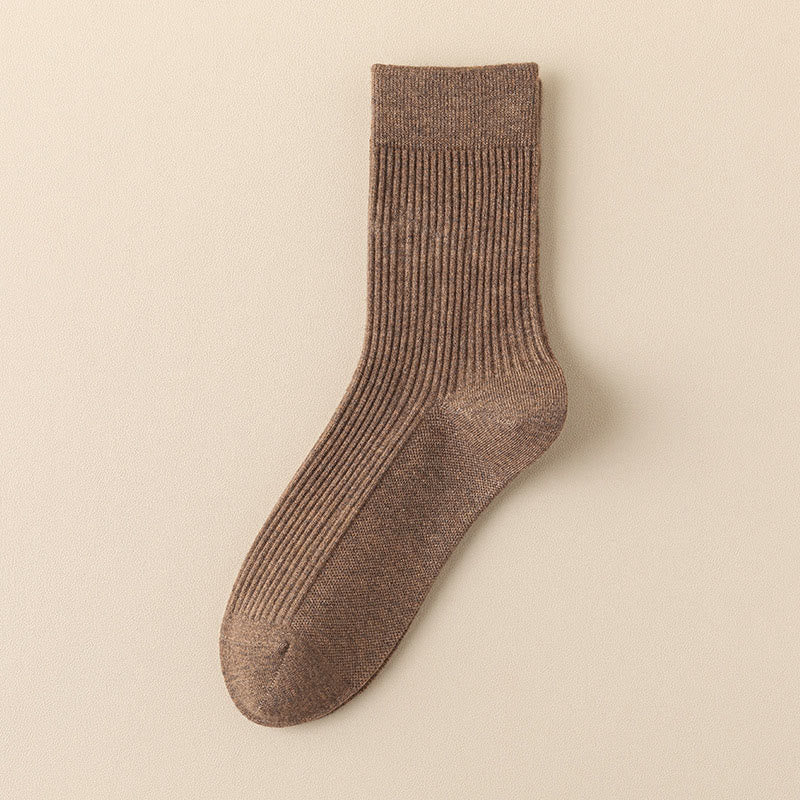 Plusock Plus Size Solid Color Casual Quarter Socks(4 Pairs) - Brown - EU39-44(US6-10) - image 15