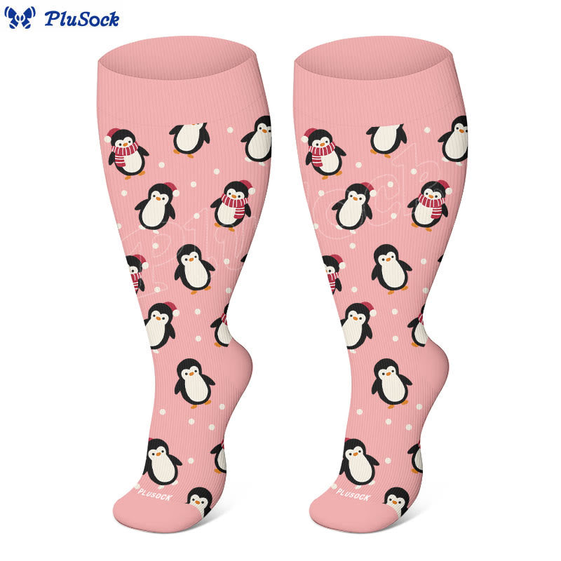 Plusock Plus Size Penguin Deer Cow Compression Socks(3 Pairs) - image 4