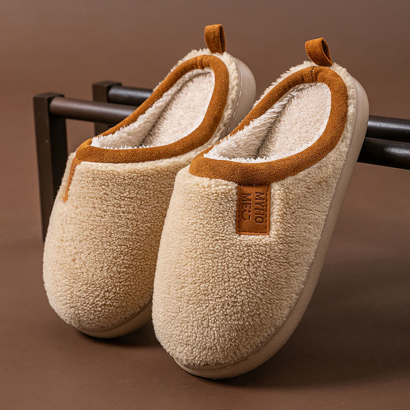 Plusock Plus Size Simple Plush Slippers - Khaki - EU44-45(US10-11) - image 15