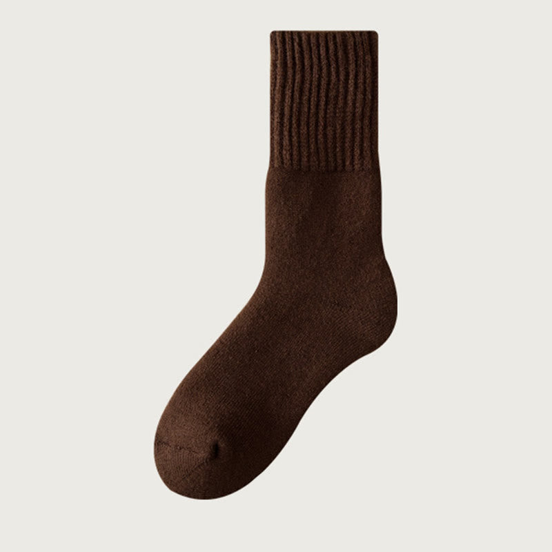 Plusock Plus Size Cozy Fleece Quarter Socks(6 Pairs) - Brown - EU39-44(US6-10) - image 12