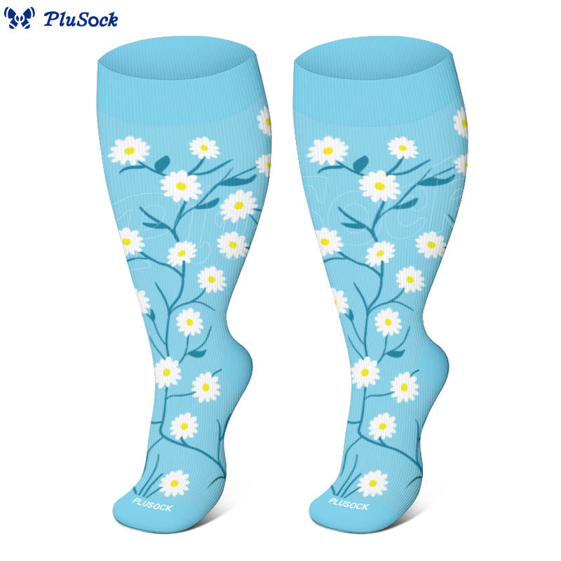 Plusock Plus Size Spring Flowers Compression Socks - image 2