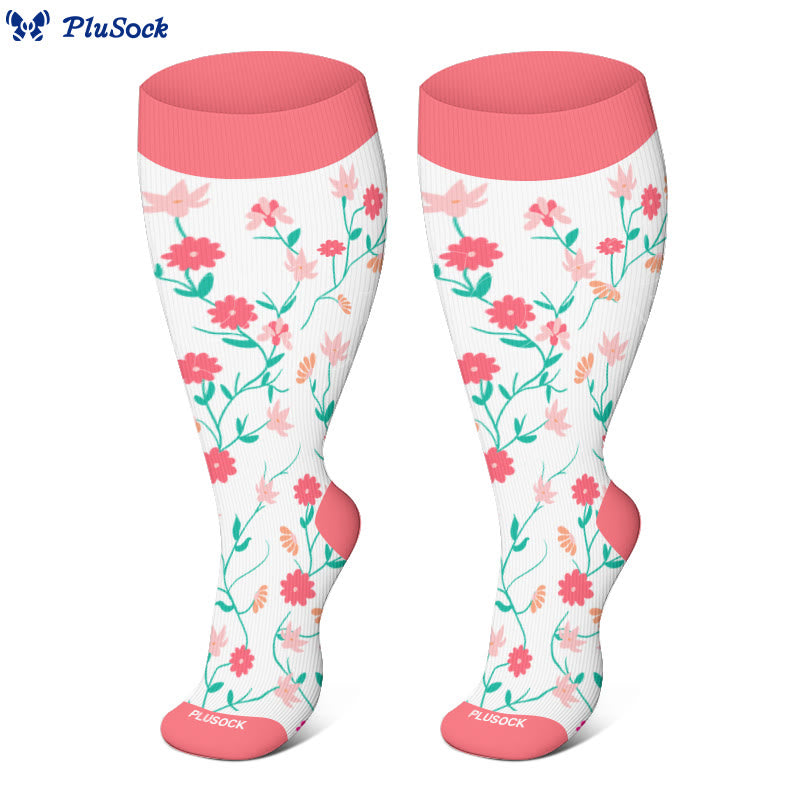 Plusock Plus Size Spring Flowers Compression Socks - image 3