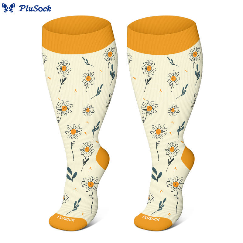 Plusock Plus Size Spring Flowers Compression Socks - image 4