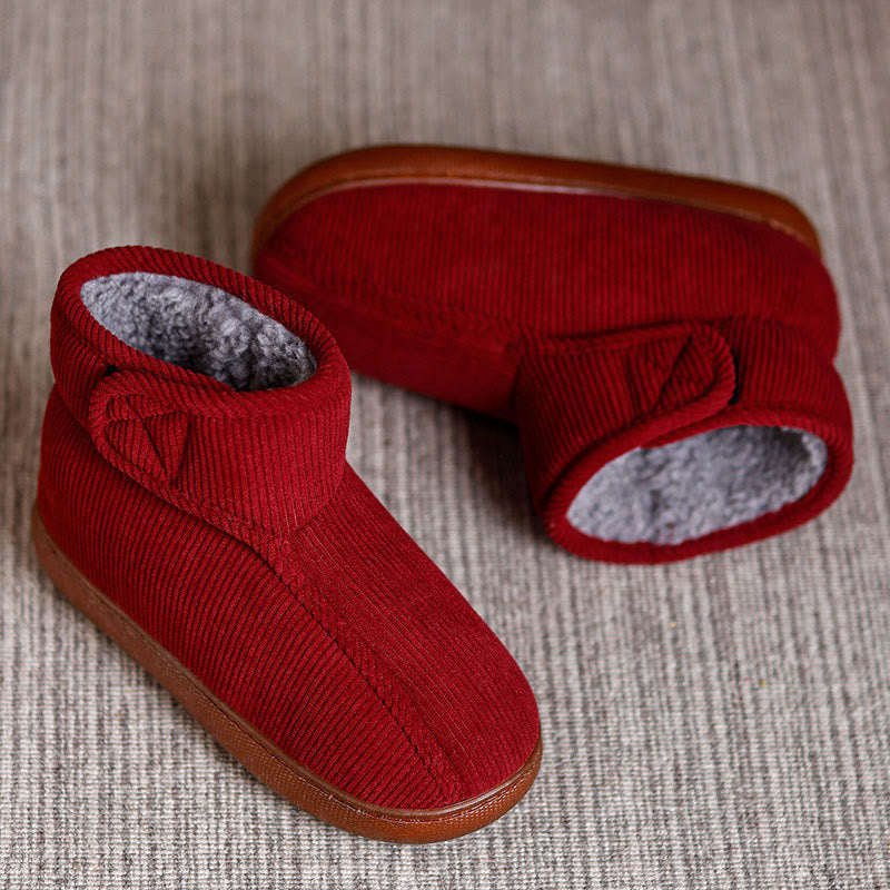Plusock Plus Size Fleece Lined Velcro Slippers - Red - EU47-48(US11-12) - image 14