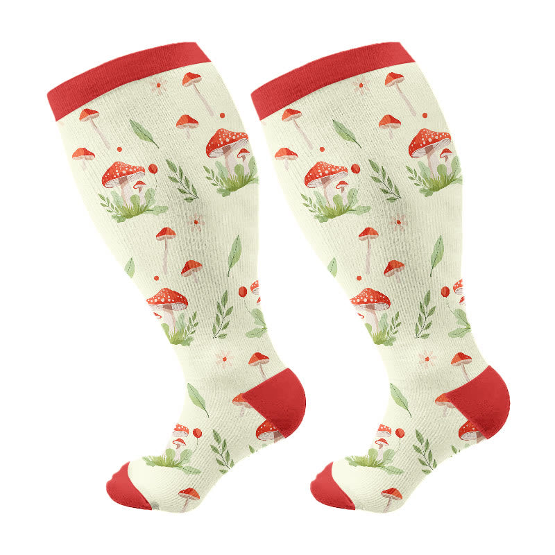 Plusock Plus Size Mushroom Compression Socks(3 Pairs) - Red(1 Pair) - 4XL - image 7