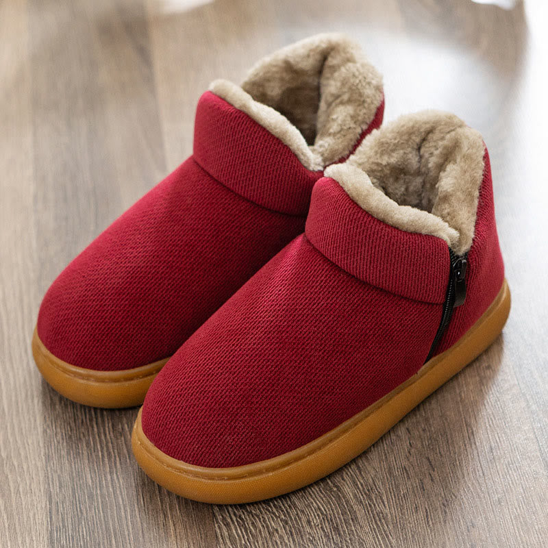 Plusock Plus Size Soft Zipper Slippers - Wine - EU48-49(US12-12.5) - image 12