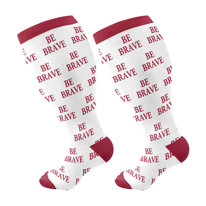 Plusock Plus Size Encouraging Words Compression Socks(3 Pairs) - Red(1 Pair) - 4XL - image 7