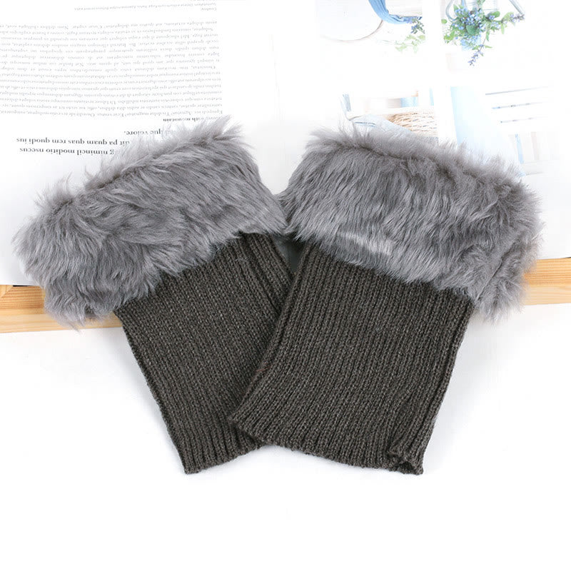 Plusock Knitted Fur Boot Cuffs Short Leg Warmers - image 13