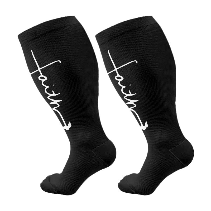 Plusock Plus Size Cross Flower Compression Socks(3 Pairs) - Black C(1 Pair) - 4XL - image 15