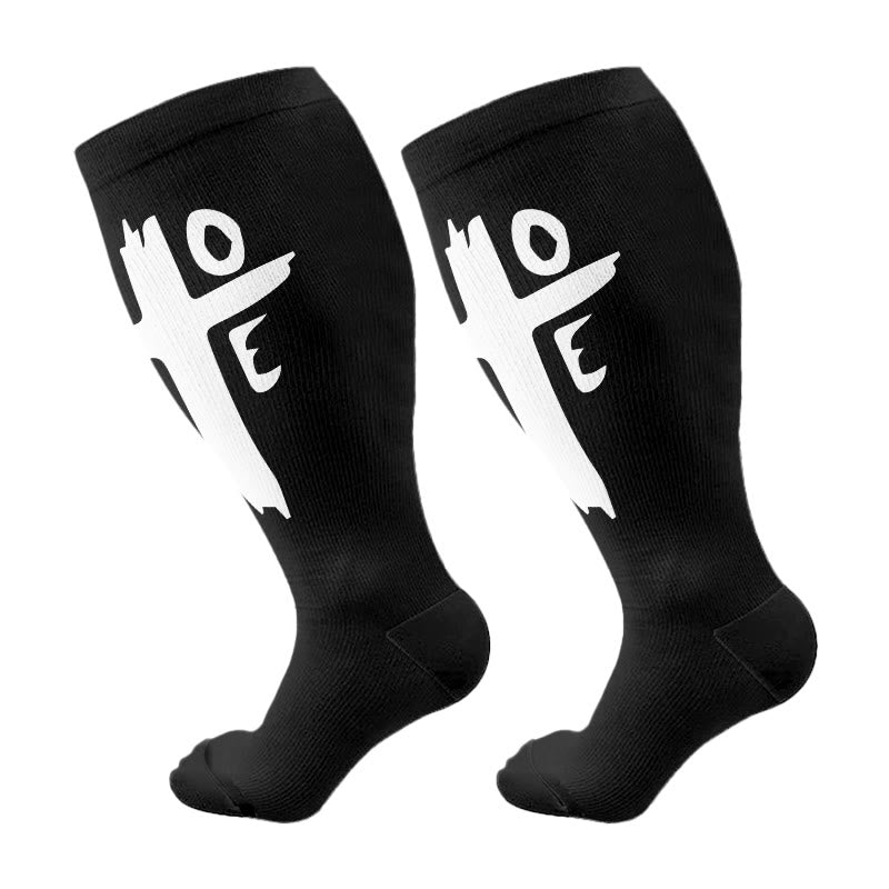 Plusock Plus Size Christian Cross Faith Compression Socks(3 Pairs) - Black C(1 Pair) - 4XL - image 7