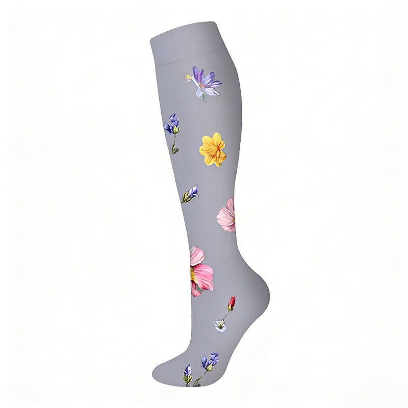 Plusock Floral Butterfly Compression Socks(6 Pairs) - Grey - S/M - image 6