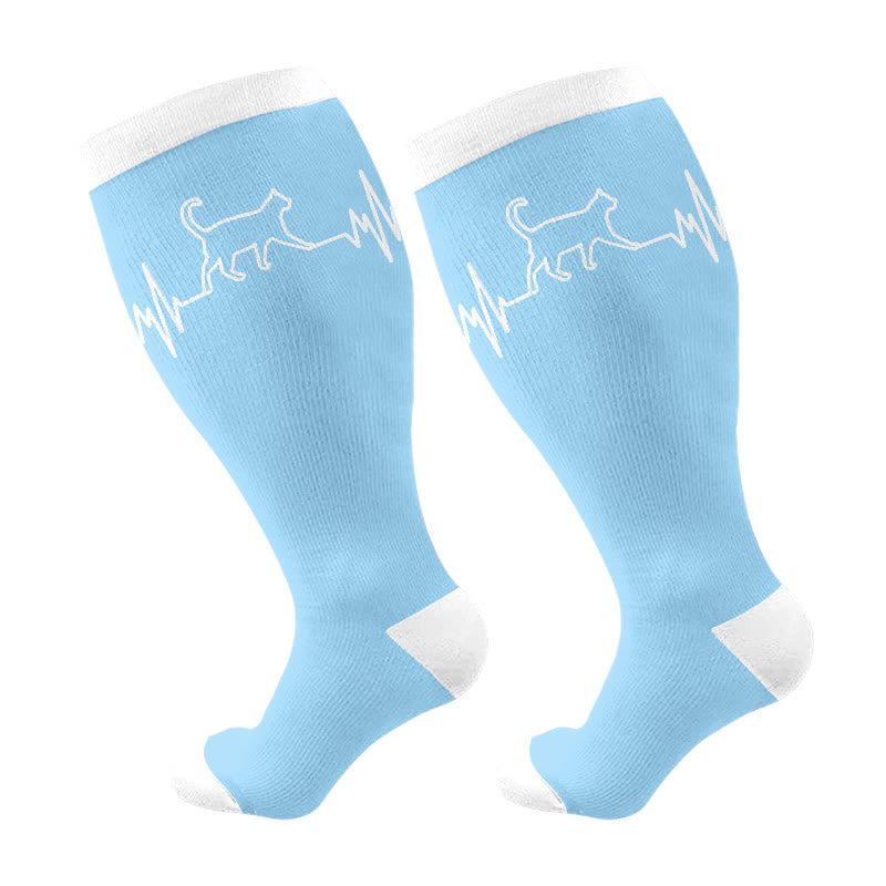 Plusock Plus Size Cat Lover Compression Socks(3 Pairs) - Blue(1 Pair) - 4XL - image 7