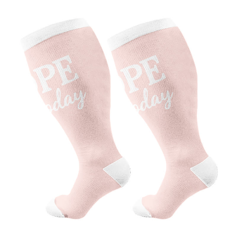 Plusock Plus Siz Positive Quotes Compression Socks(3 Pairs) - Pink(1 Pair) - 4XL - image 7