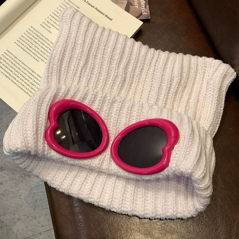 Plusock Eye Catching Design Beanie With Goggles - Beige - One Size - image 9