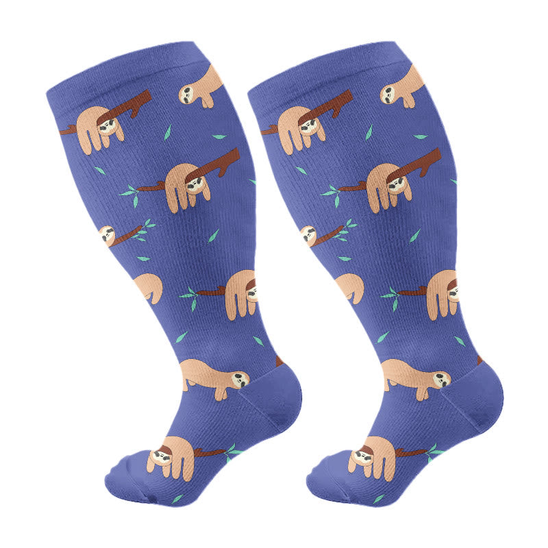 Plusock Plus Size Sloth Dog Compression Socks(3 Pairs) - Purple(1 Pair) - 4XL - image 7