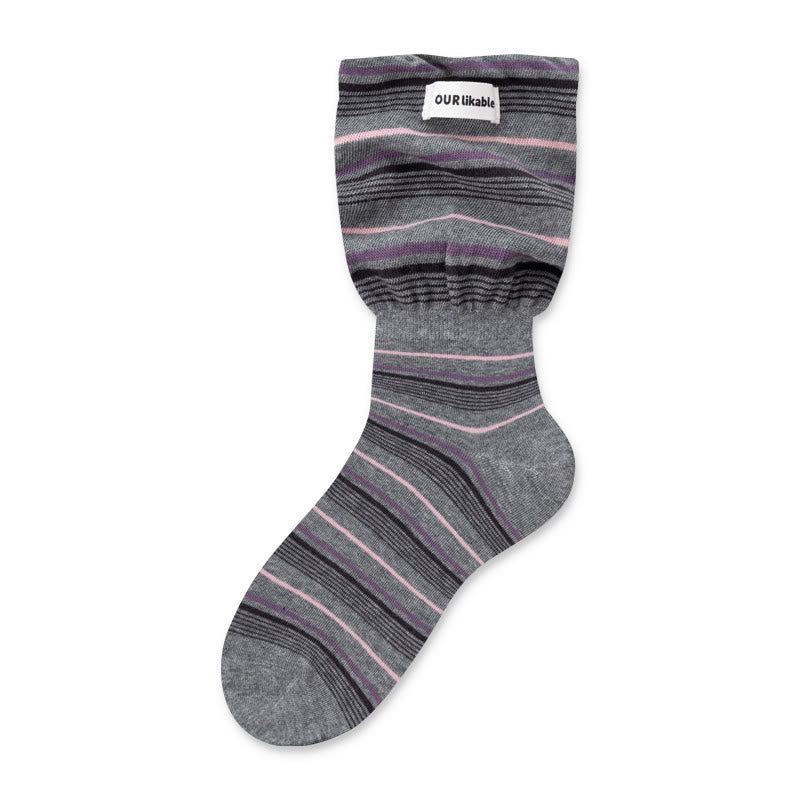 Plusock Stylish Contrast Sleep Socks(5 Pairs) - Grey - EU36-40(US3-7) - image 17