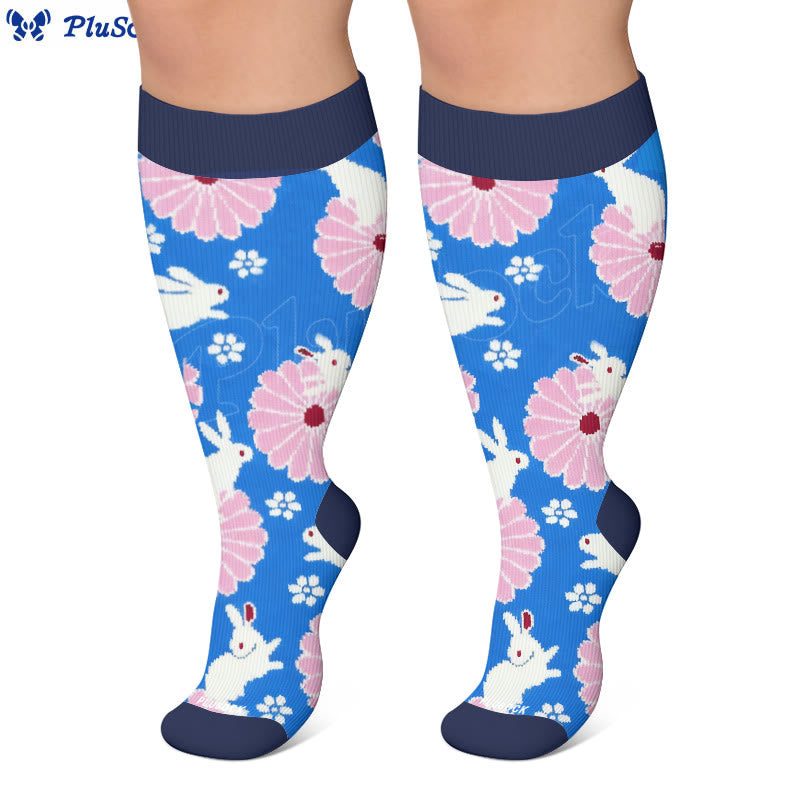 Plusock Plus Size Floral Bunny Compression Socks - image 7