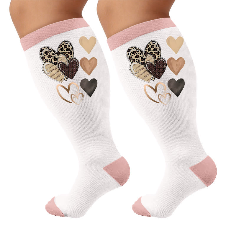 Plusock Plus Size Butterfly Leopard Knot Compression Socks - Pink(1 Pair) - 4XL - image 7