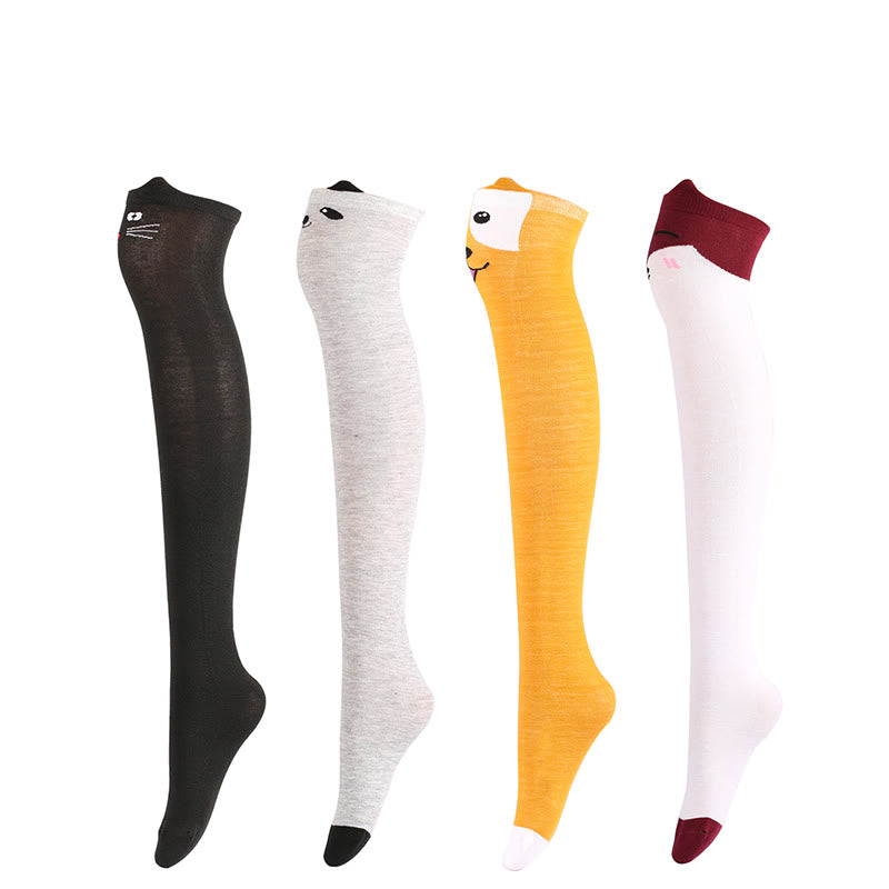 Plusock Adorable Animal Face Thigh Highs Socks(2 Pairs) - image 5