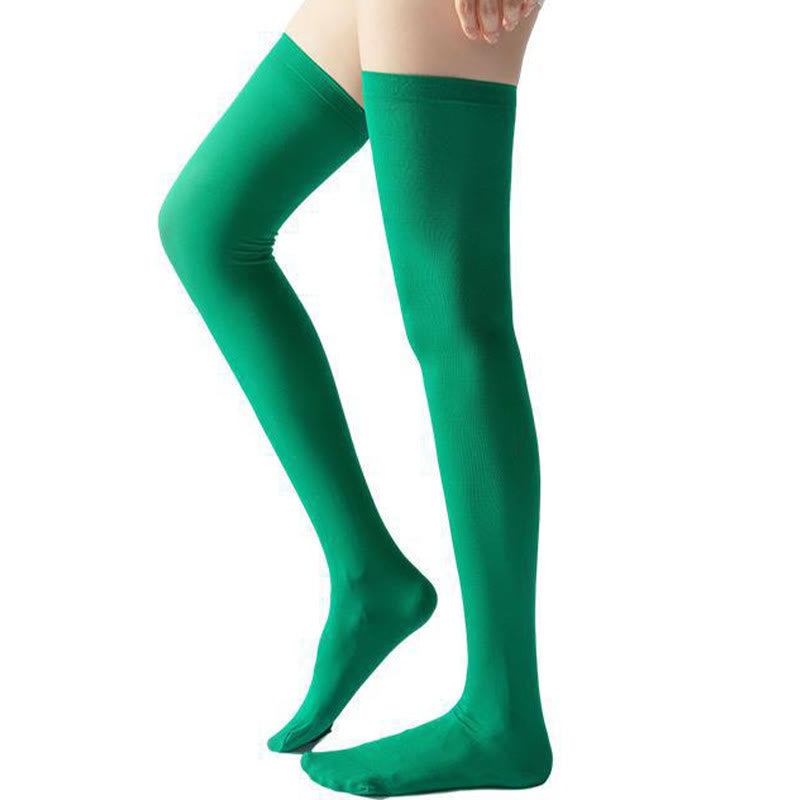 Plusock Solid Color Thigh High Compression Socks(2 Pairs) - Green - EU36-40(US3-7) - image 14