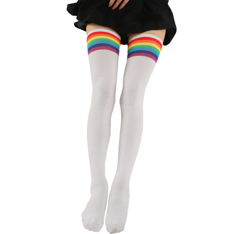 Plusock Rainbow Stripes Thigh High Socks(2 Pairs) - image 6