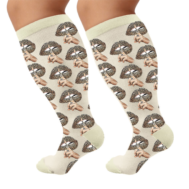 Plusock Plus Size Lip Compression Stockings - Shut Up(1 Pair) - 4XL - image 7