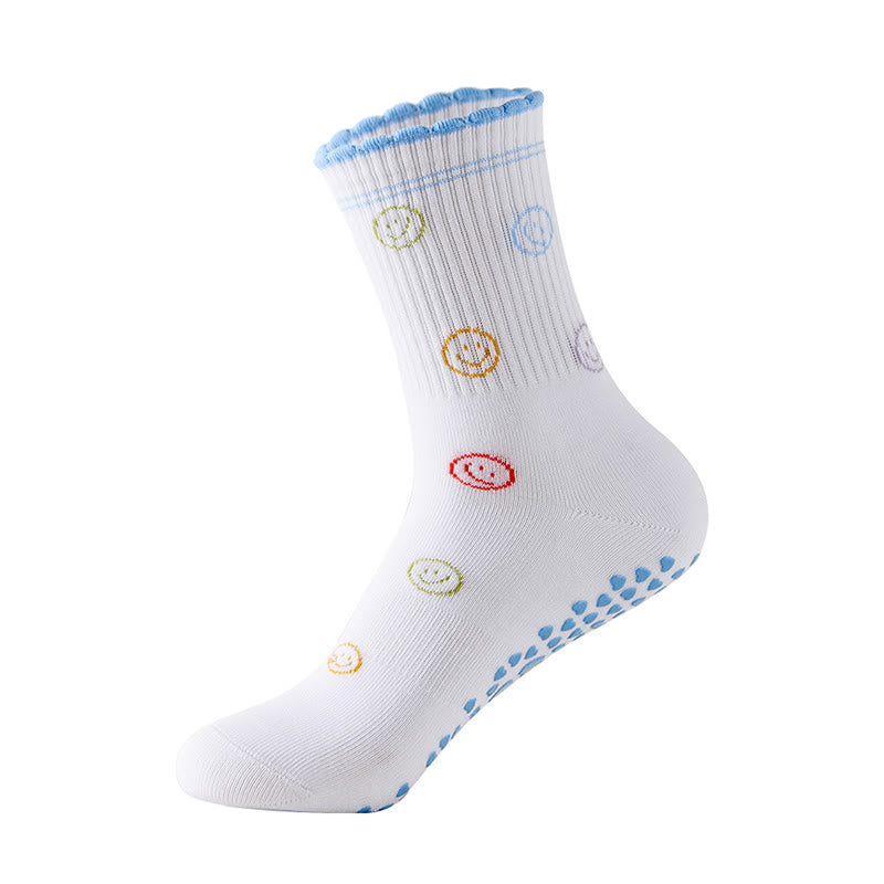 Plusock Plus Size Flower Cherry Heart Yoga Socks(4 Pairs) - Blue - EU36-40(US3-7) - image 16