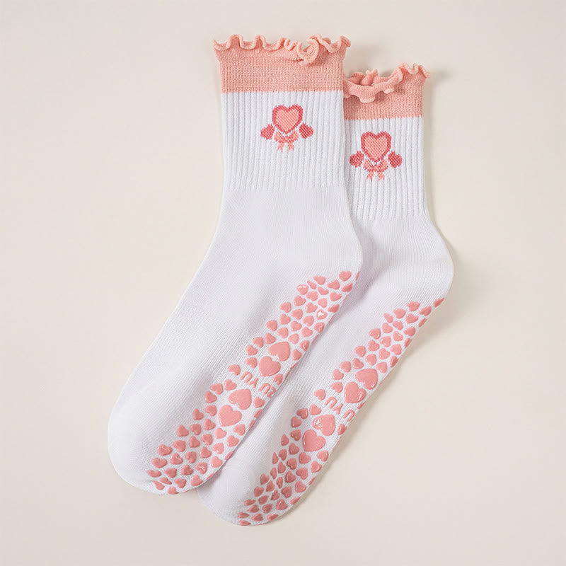 Plusock Strawberry Cherry Heart Yoga Socks(3 Pairs) - Heart - EU36-40(US3-7) - image 15