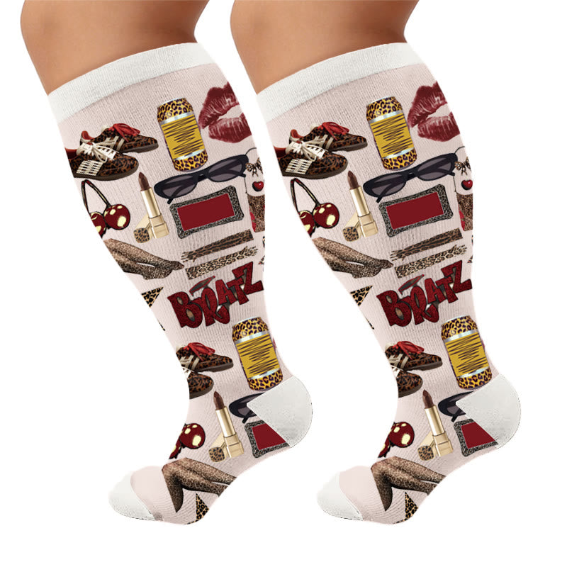 Plusock Plus Size Retro Street Print Compression Socks - Stockings(1 Pair) - 4XL - image 7