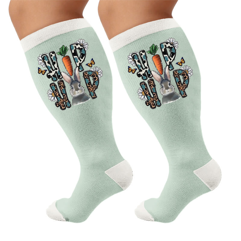 Plusock Plus Size Easter Print Compression Socks - Letters(1 Pair) - 4XL - image 7