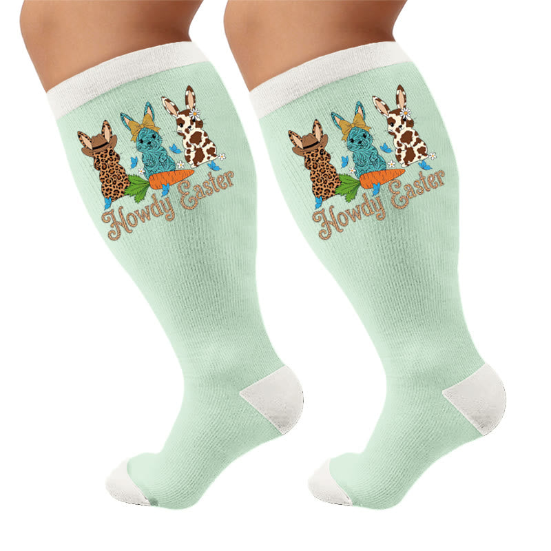 Plusock Plus Size Easter Bunny Print Compression Socks - Bunny(1 Pair) - 4XL - image 7