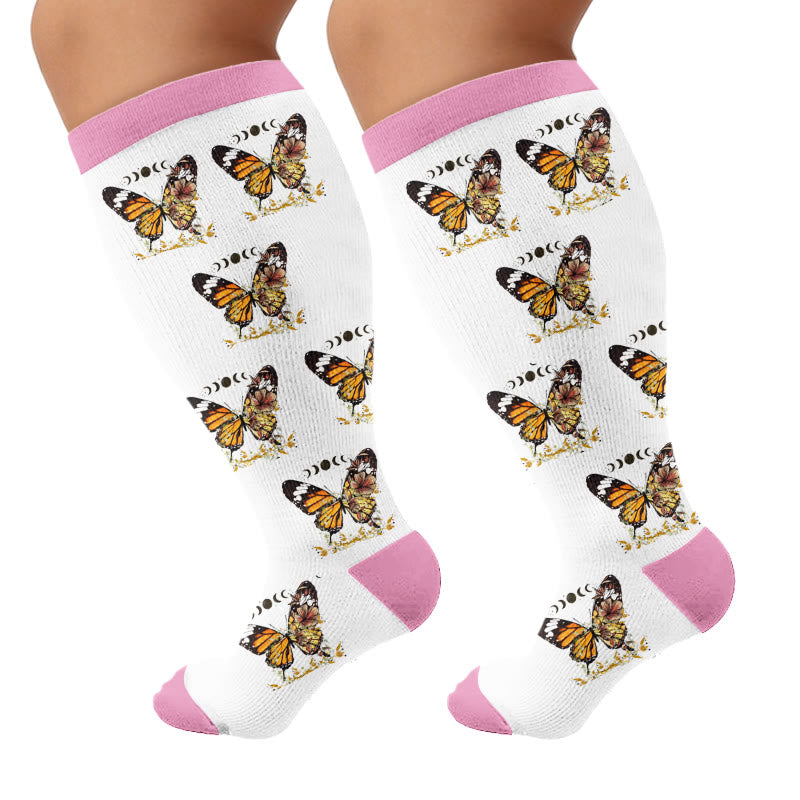 Plusock Plus Size Flag Butterfly Compression Socks - Pink - 4XL - image 7