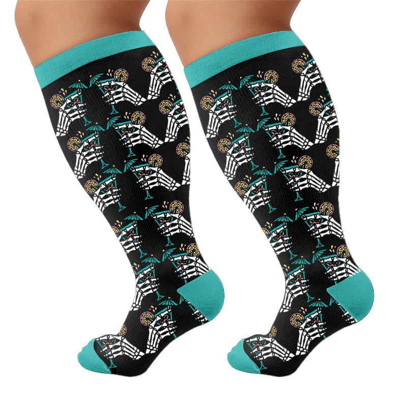 Plusock Plus Size Vacation Print Compression Socks - Alcohol (1 pair) - 4XL - image 7