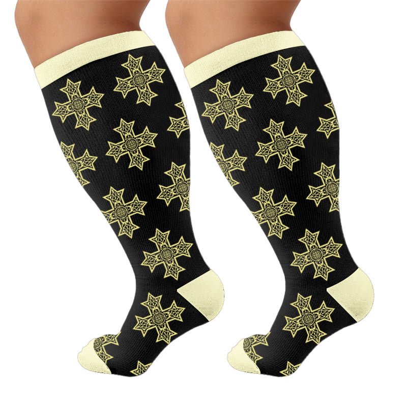 Plusock Plus Size Tribal Print Compression Socks - Religious(1 Pair) - 4XL - image 7