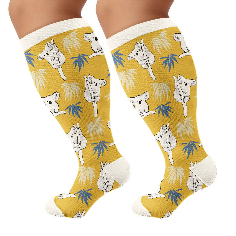 Plusock Plus Size Koala Beetle Toucan Compression Socks - Yellow(1 Pair) - 4XL - image 7