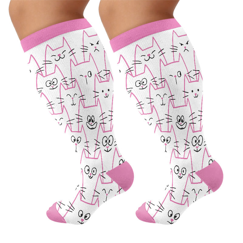 Plusock Plus Size Dog Goose Cat Compression Socks - Pink(1 Pair) - 4XL - image 7