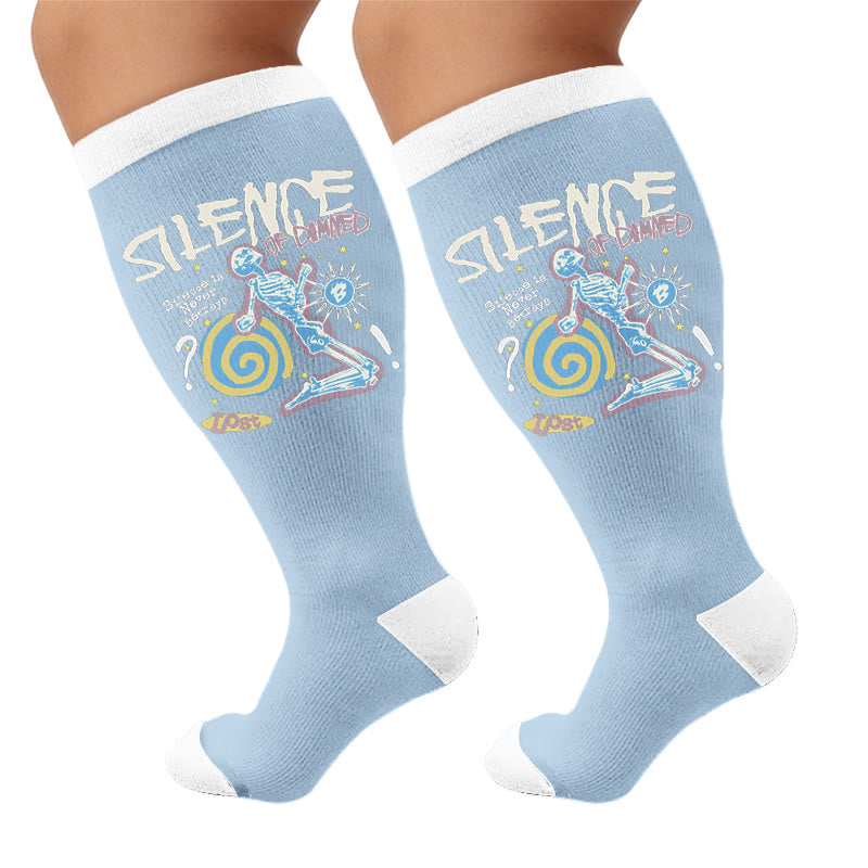 Plusock Plus Size American Retro Skull Print Compression Socks - Cartoons(1 Pair) - 4XL - image 7