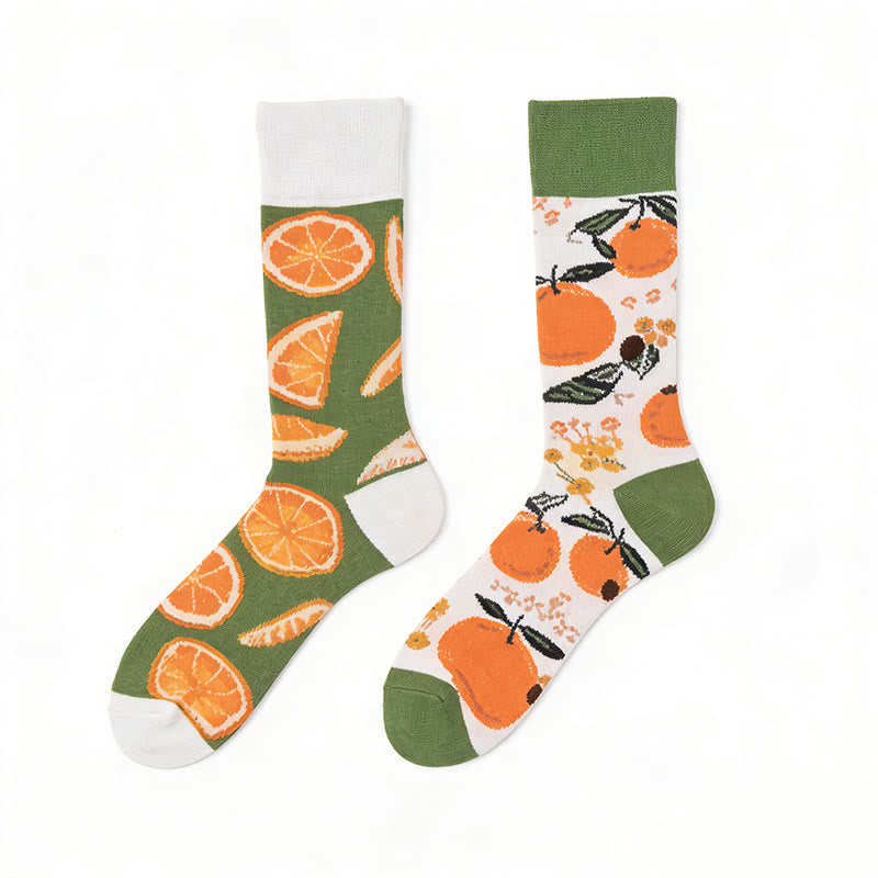 Plusock Orange Pattern Quarter Socks(1 Pair) - image 1