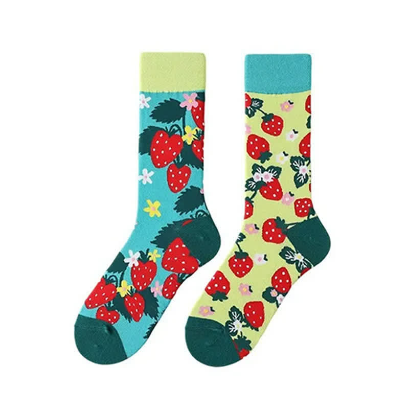 Plusock Strawberry Mismatch Quarter Socks - image 1