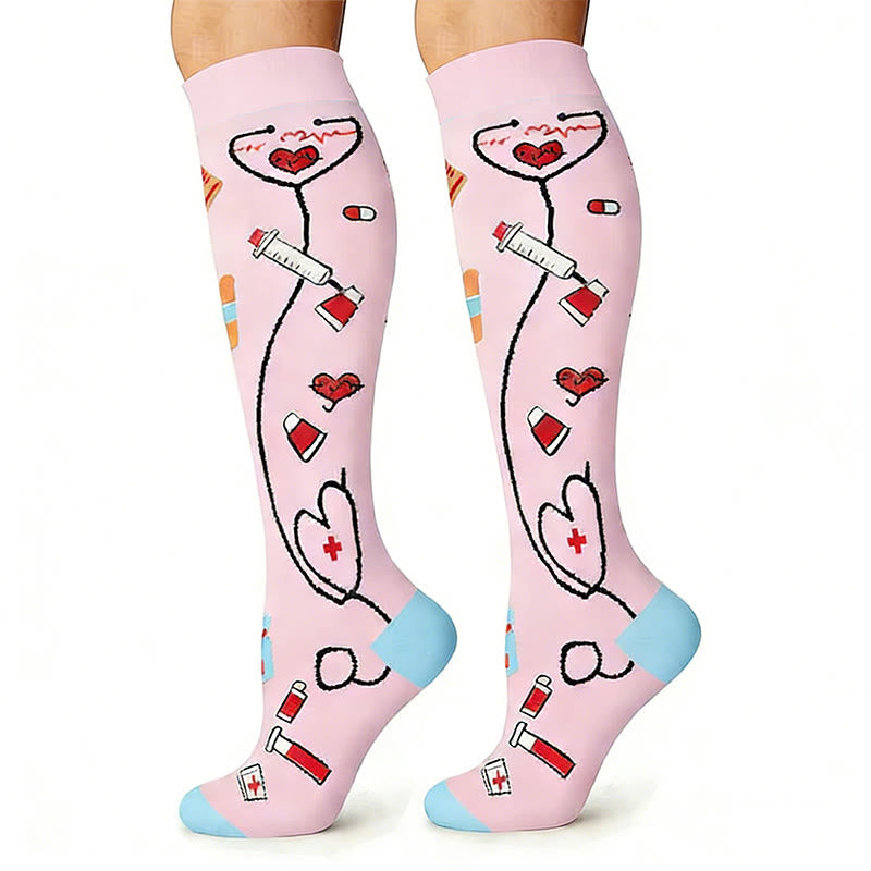 Plusock Medical Print Outdoor Running Compression Socks(6 Pairs) - image 6
