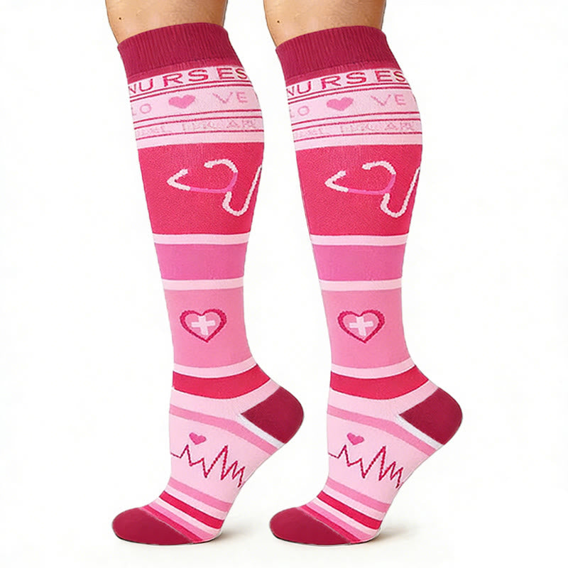 Plusock Pink ECG Heart Compression Socks(3 Pairs) - image 4