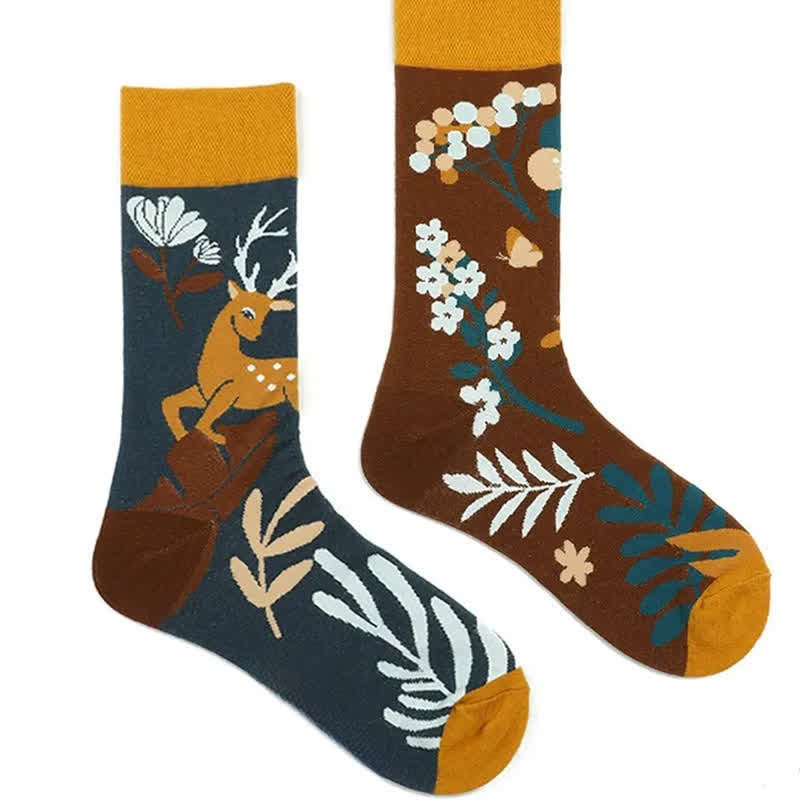 Plusock Deer Floral Quarter Socks - image 1
