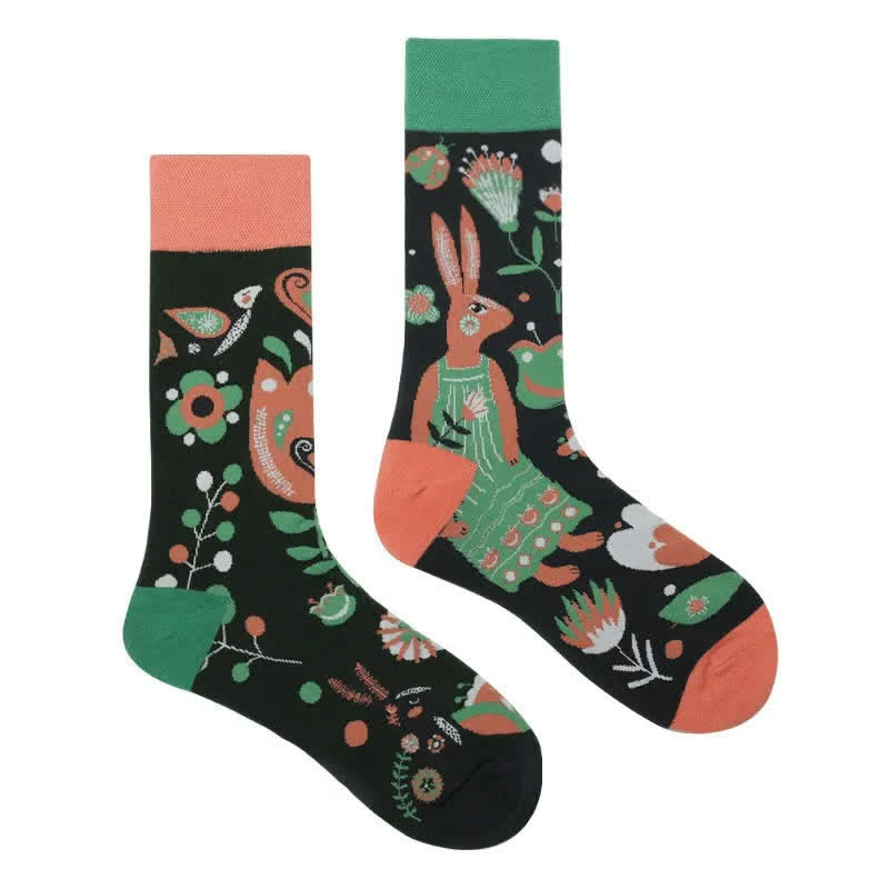 Plusock Flower Rabbit Cartoon Quarter Socks - image 1