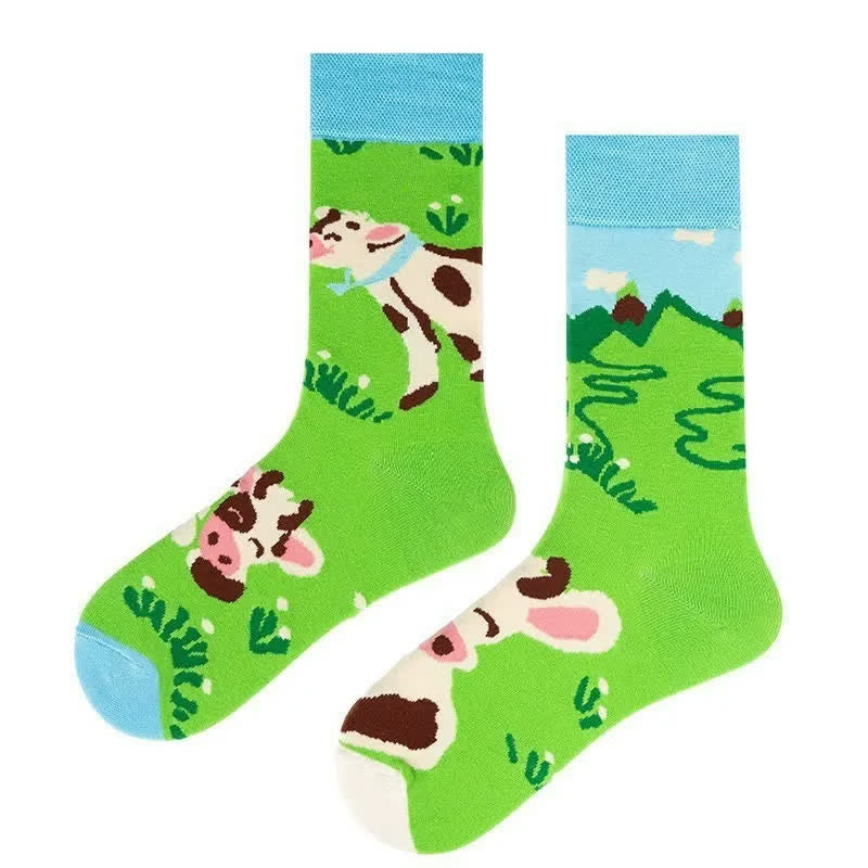 Plusock Grassland Cow Quarter Socks - image 1