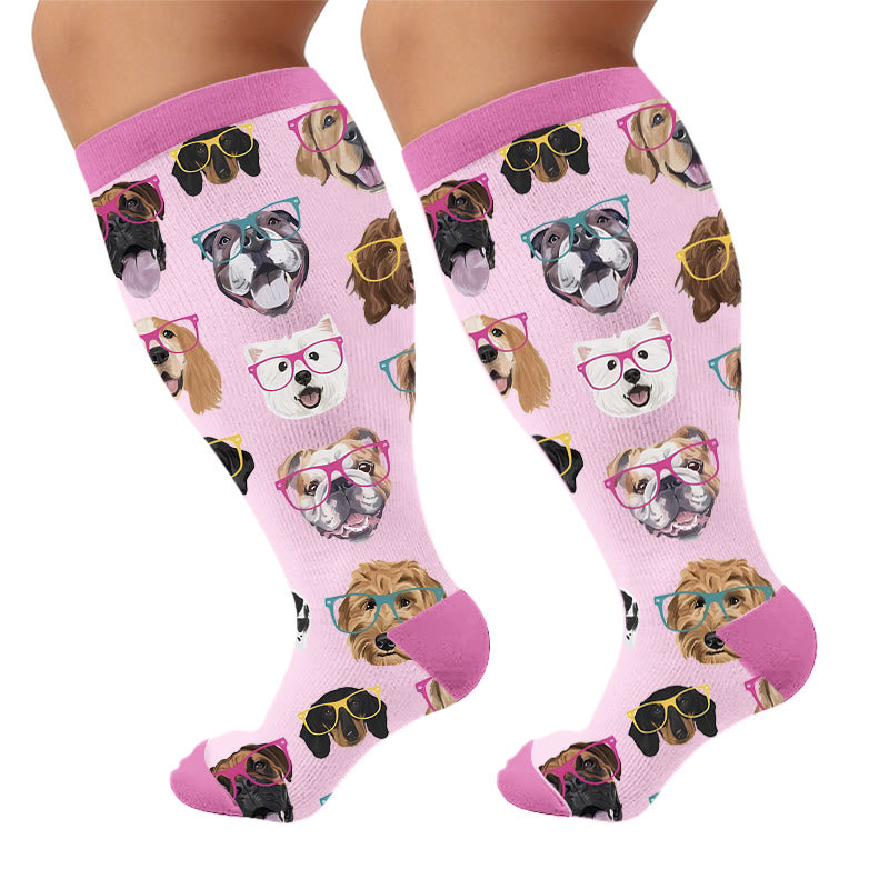 Plusock Plus Size Animal Portraits Compression Socks - Pink(1 Pair) - 4XL - image 7